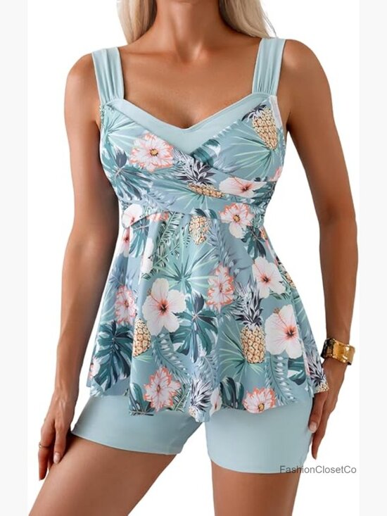 Other - Tummy Control Tankini Two Piece Swimsuit with Boyshorts